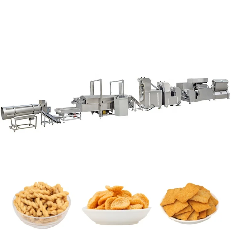 Frying Crispy 3D Corn Bugles Pellets Fried Chips Snacks Food Machine Production Line Bugles Making Extruder