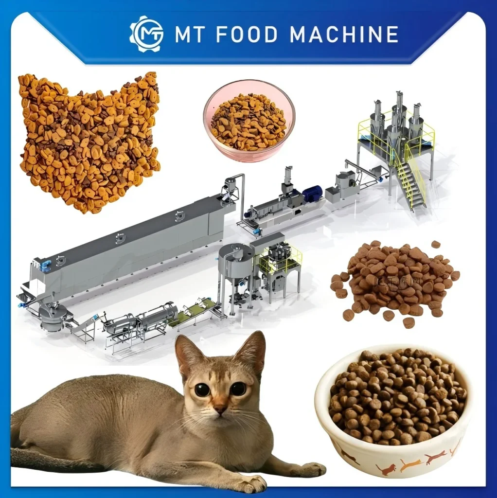 100-200kg/h Capacity  PLC Controlled Multi-Species Cat Food Processing Line