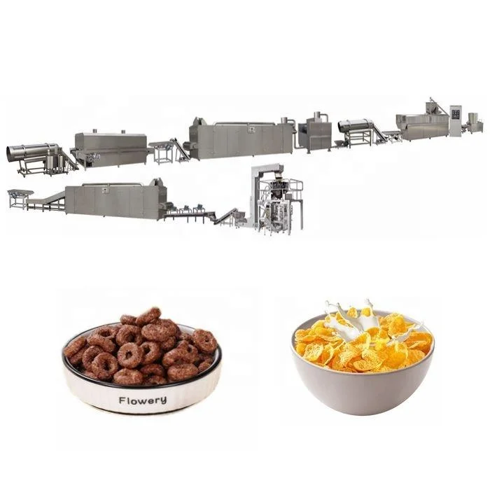 Hot Sell Double-screw Extruded Maize Flakes Breakfast Cereals and Expanded Snacks Food Machinery and Equipment Extruder Flaker