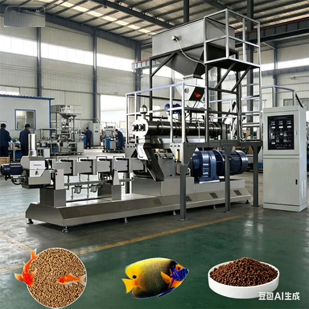 Full Automatic Large Capacity Twin Screw Extrusion Complete Aquatic Pellet Manufacturing  Fish Feed Production Line Equipment