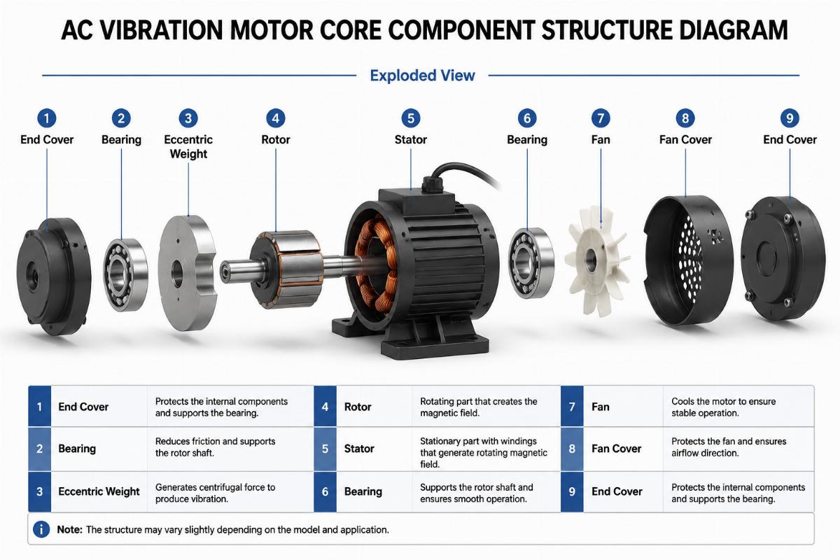 AC vibration motor core component structure diagram
