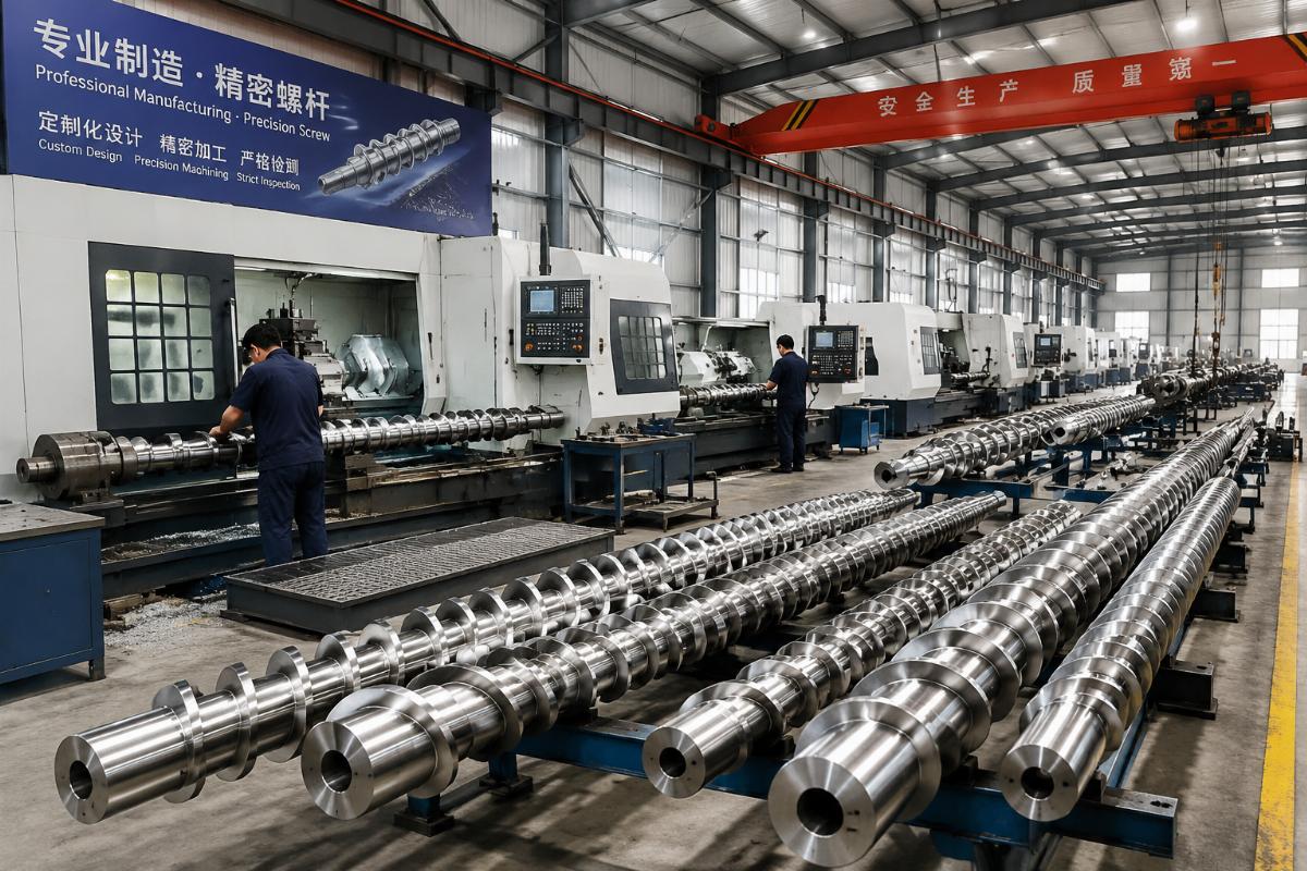 China extruder factory custom screw production facility