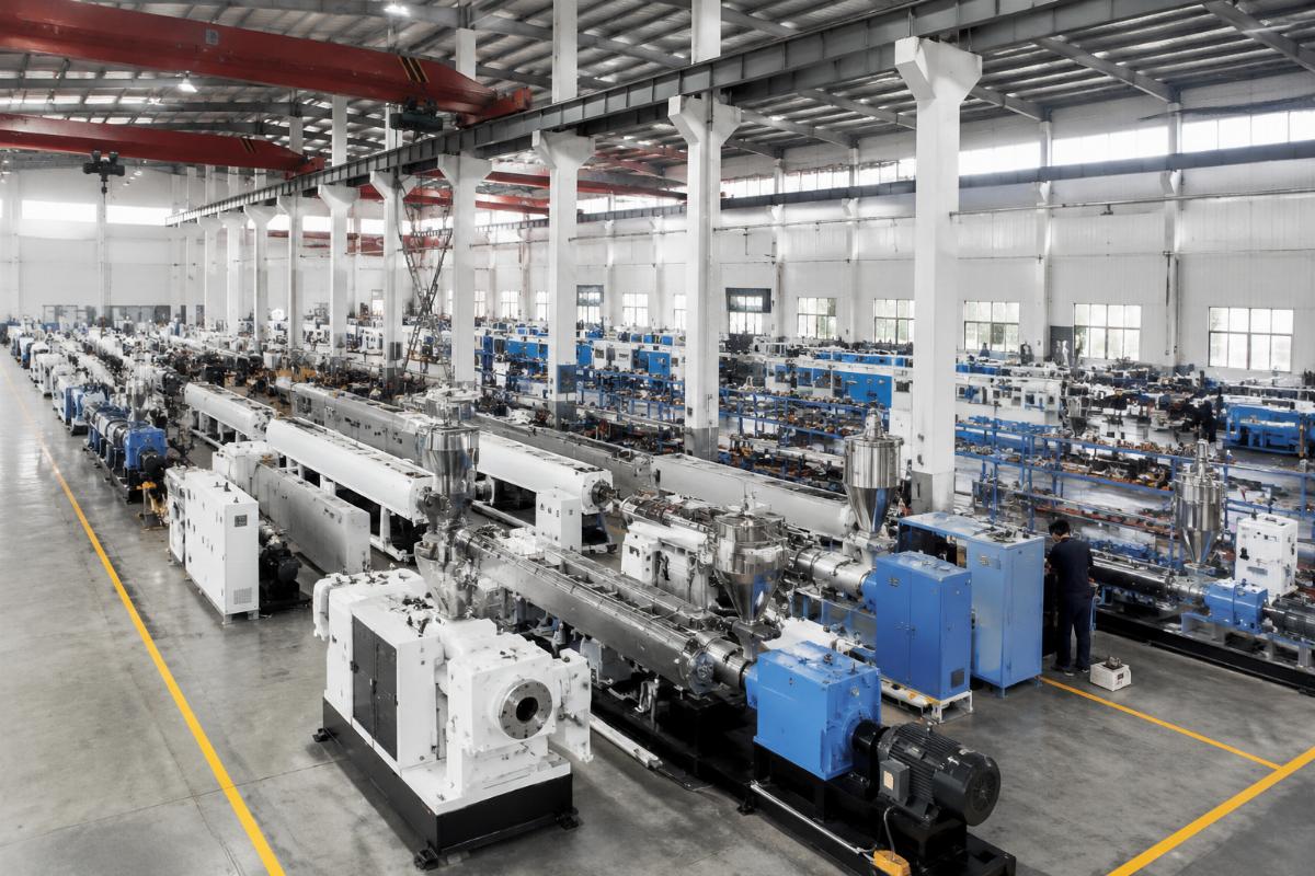 Chinese extruder manufacturer production facility overview
