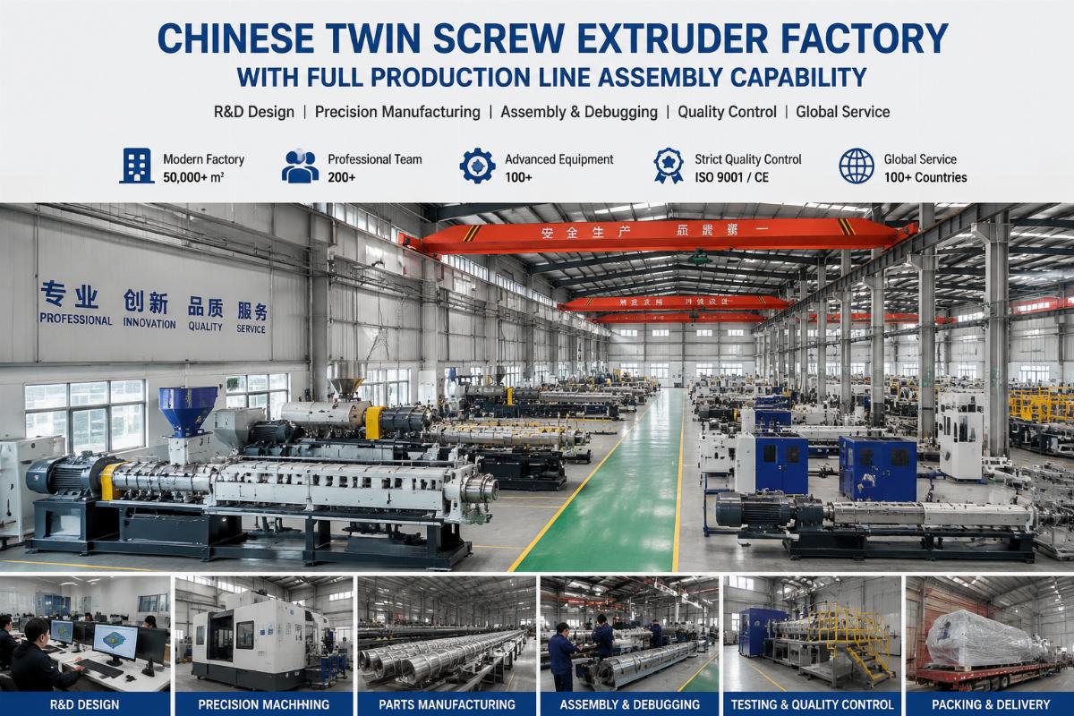 Chinese twin screw extruder factory with full production line assembly capability
