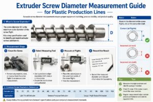 Extruder screw diameter measurement guide for plastic production lines
