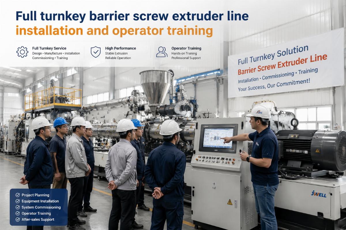 Full turnkey barrier screw extruder line installation and operator training
