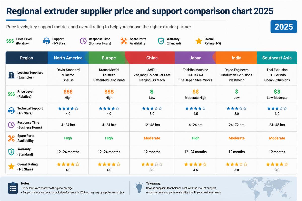 Regional extruder supplier price and support comparison chart 2025